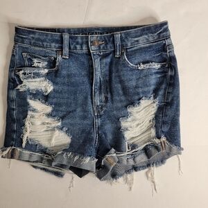 American Eagle Distressed Jean Mom Shorts Sz 6 Stretch